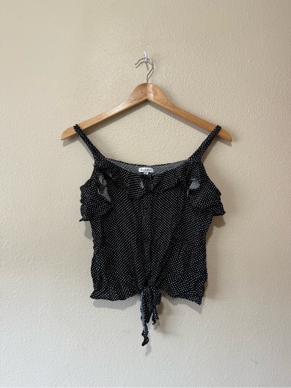 love, Fire Black Polka Dot off-shoulder Top
